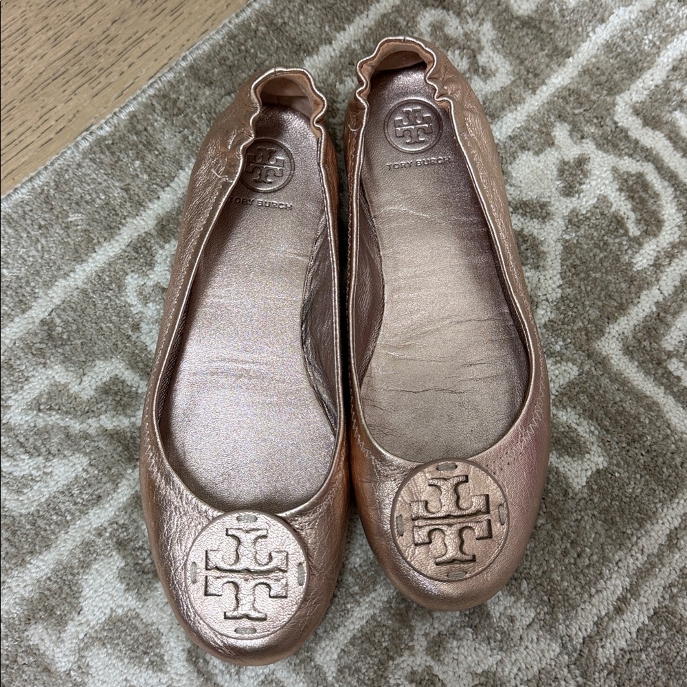 Tory Burch Rose Gold Ballet Flats